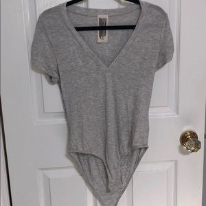 Free People Light Grey T-Shirt Bodysuit